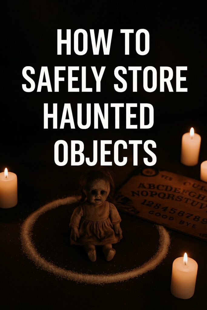 Instructions for the safe storage of haunted objects, emphasizing protective measures and proper containment methods.